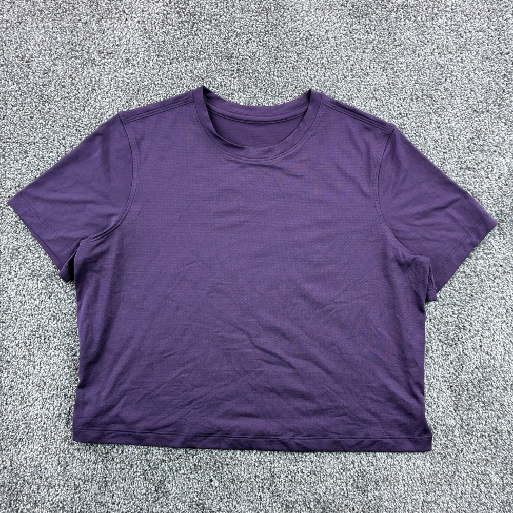 Lululemon Train to Be Shirt Women's 8 Purple Mesh Cropped Tee Short Sleeve